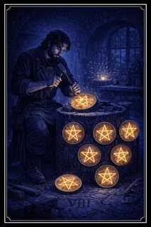 Eight of Pentacles tarot card